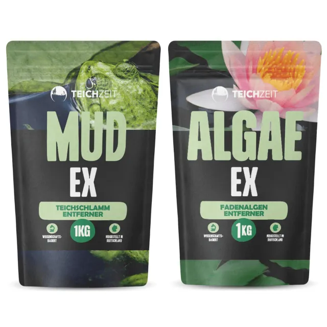 Teichzeit MudEx + AlgaeEx Teichpflege Set Fadenalgen Stopp