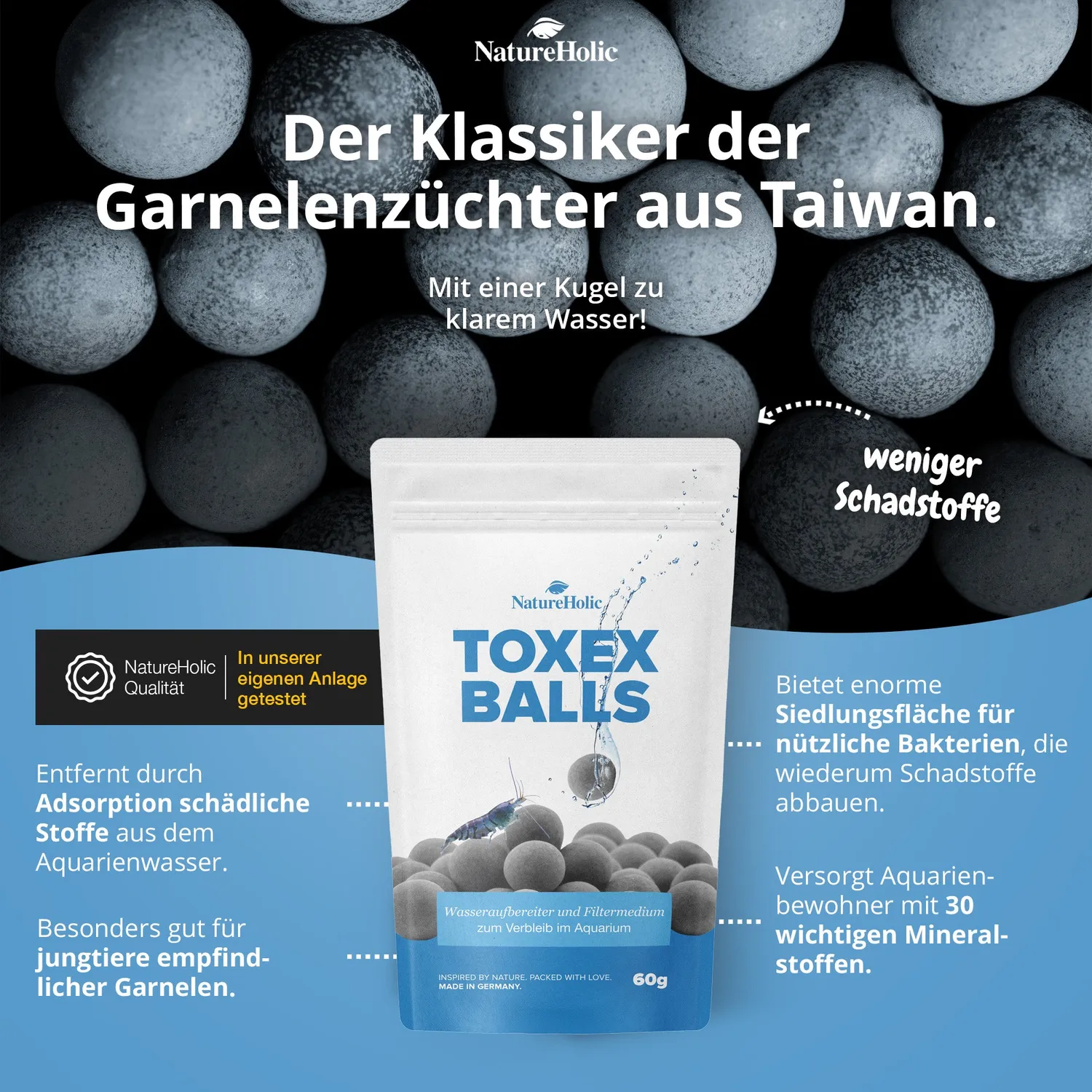 NatureHolic ToxEx Balls Wasseraufbereiter 60g Mineralien
