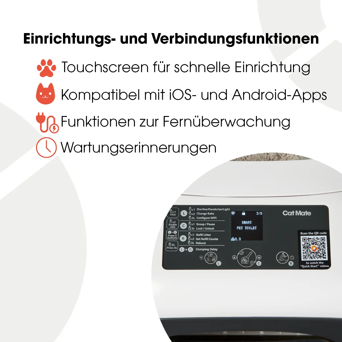 Closer Pets Cat Mate Katzentoilette selbstreinigend App weiß