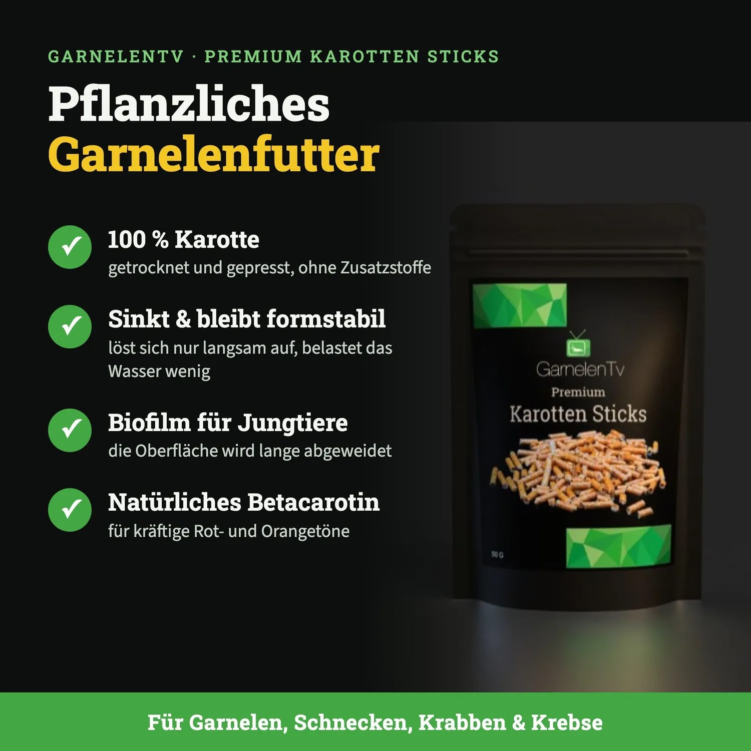 GarnelenTv Karotten Sticks Garnelenfutter 50 g Karotte