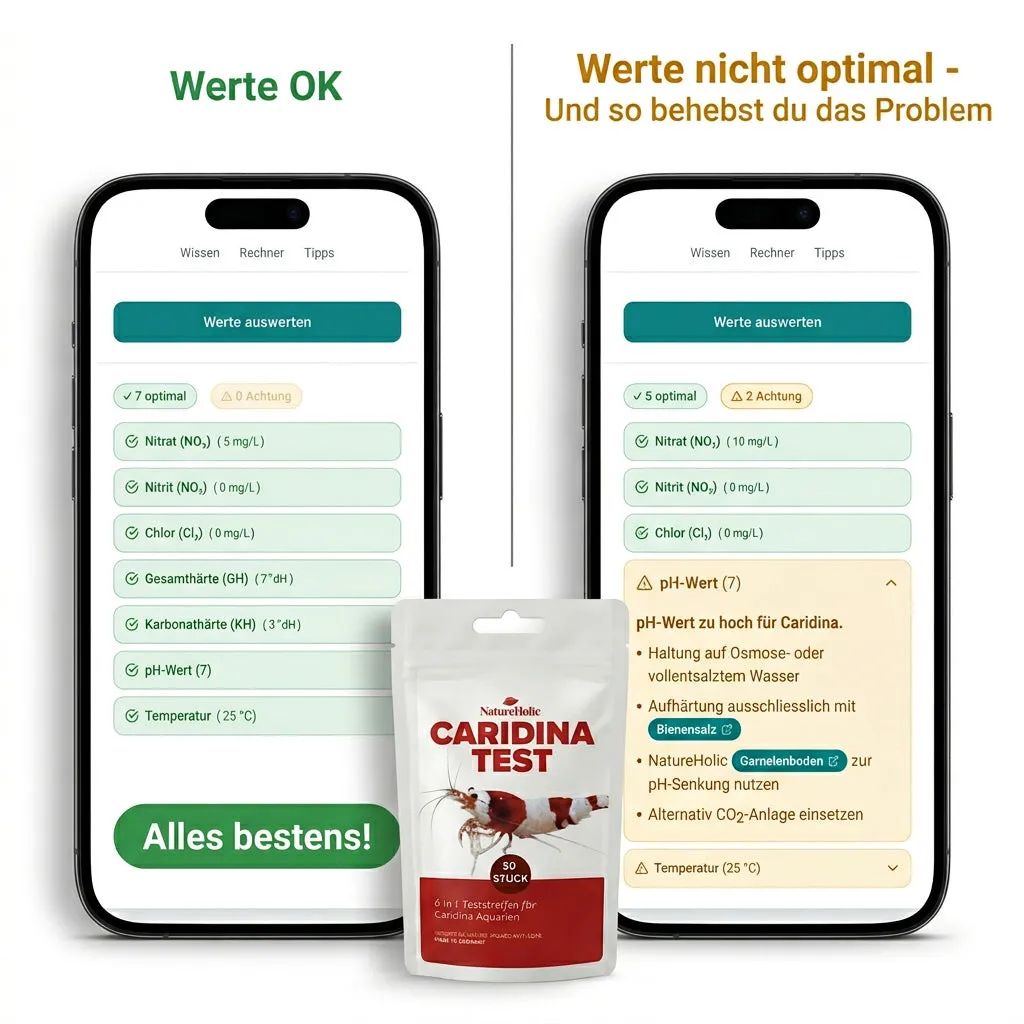 NatureHolic Caridina Test Kit Wassertest Streifen mit App