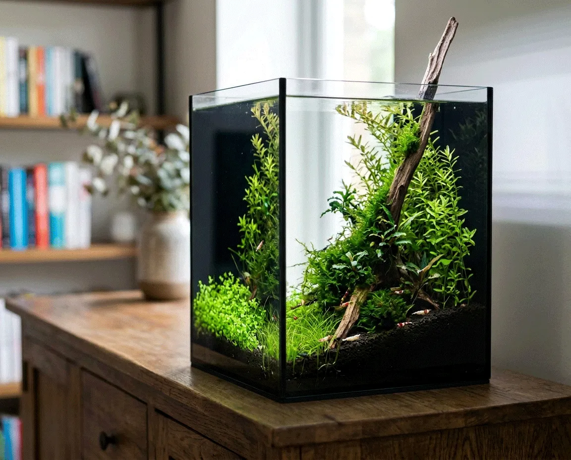 NatureHolic Black Wall 35L Aquarium mit schwarzer Rückwand