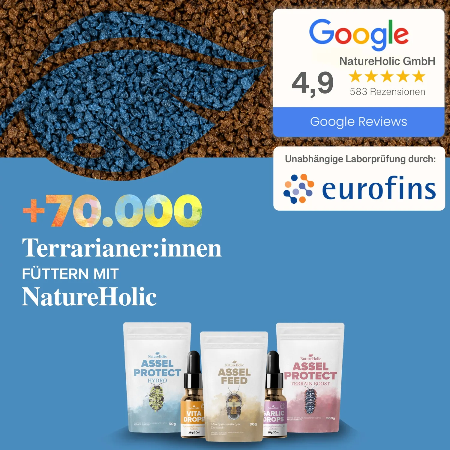 NatureHolic AsselFeed Asselfutter 30 g Protein-Mix