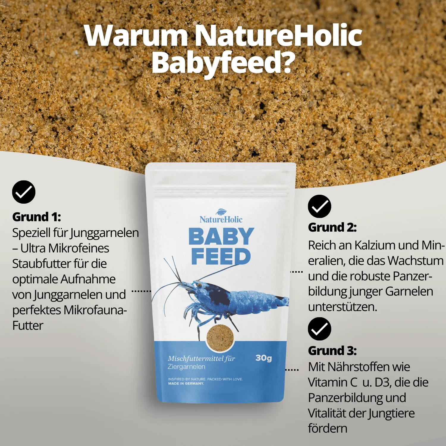 NatureHolic Babyfeed Garnelen-Aufzuchtfutter Staubfutter 30g mikrofein