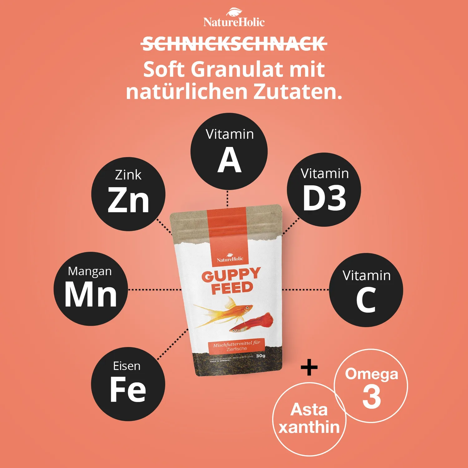 NatureHolic Guppyfeed Guppyfutter 30 g 0,5 mm Softgranulat