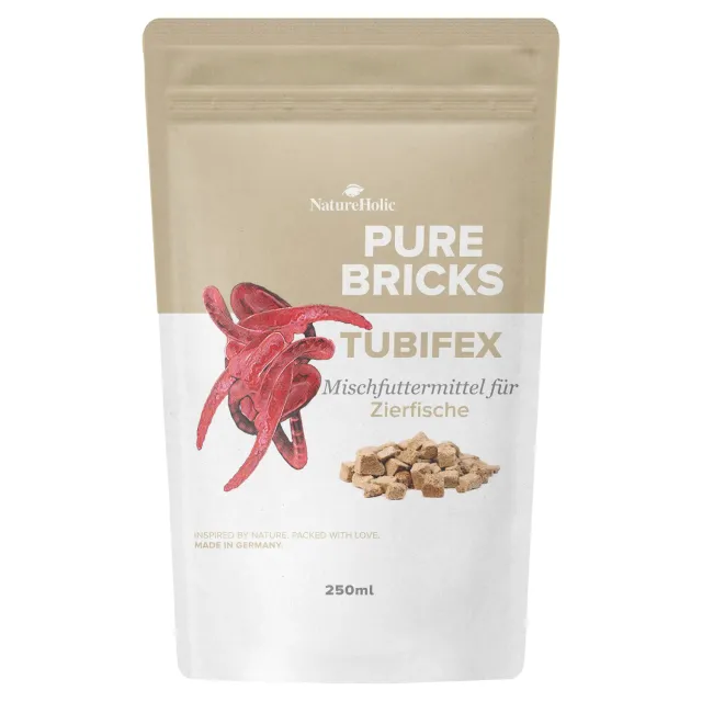 NatureHolic Pure Bricks Tubifex Fischfutter 250ml 30g