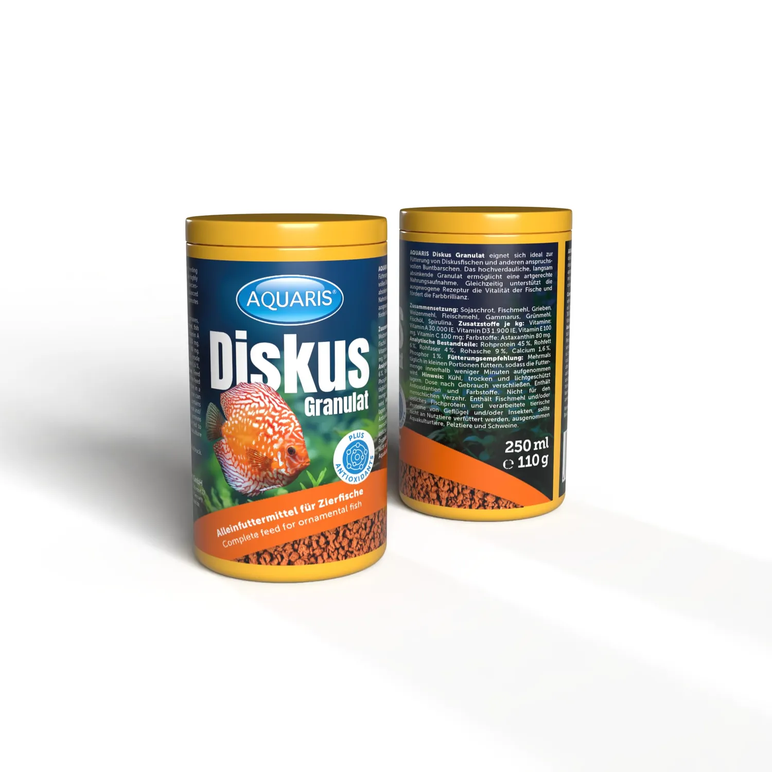 Aquaris Diskus Granulat Fischfutter 250 ml 110 g farbverstärkend