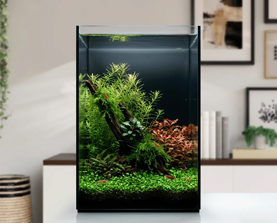 NatureHolic Black Wall Nano-Aquarium 12L schwarzes Glas