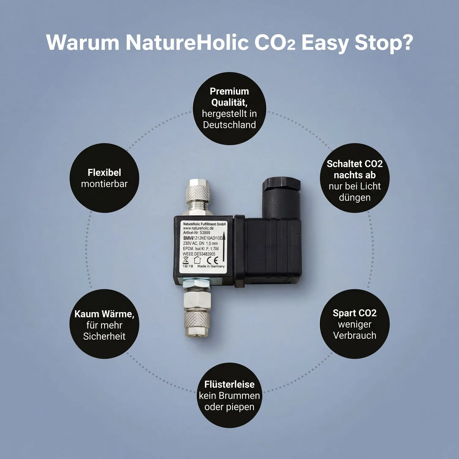 NatureHolic CO2 Easy Stop Magnetventil Nachtabschaltung stromlos