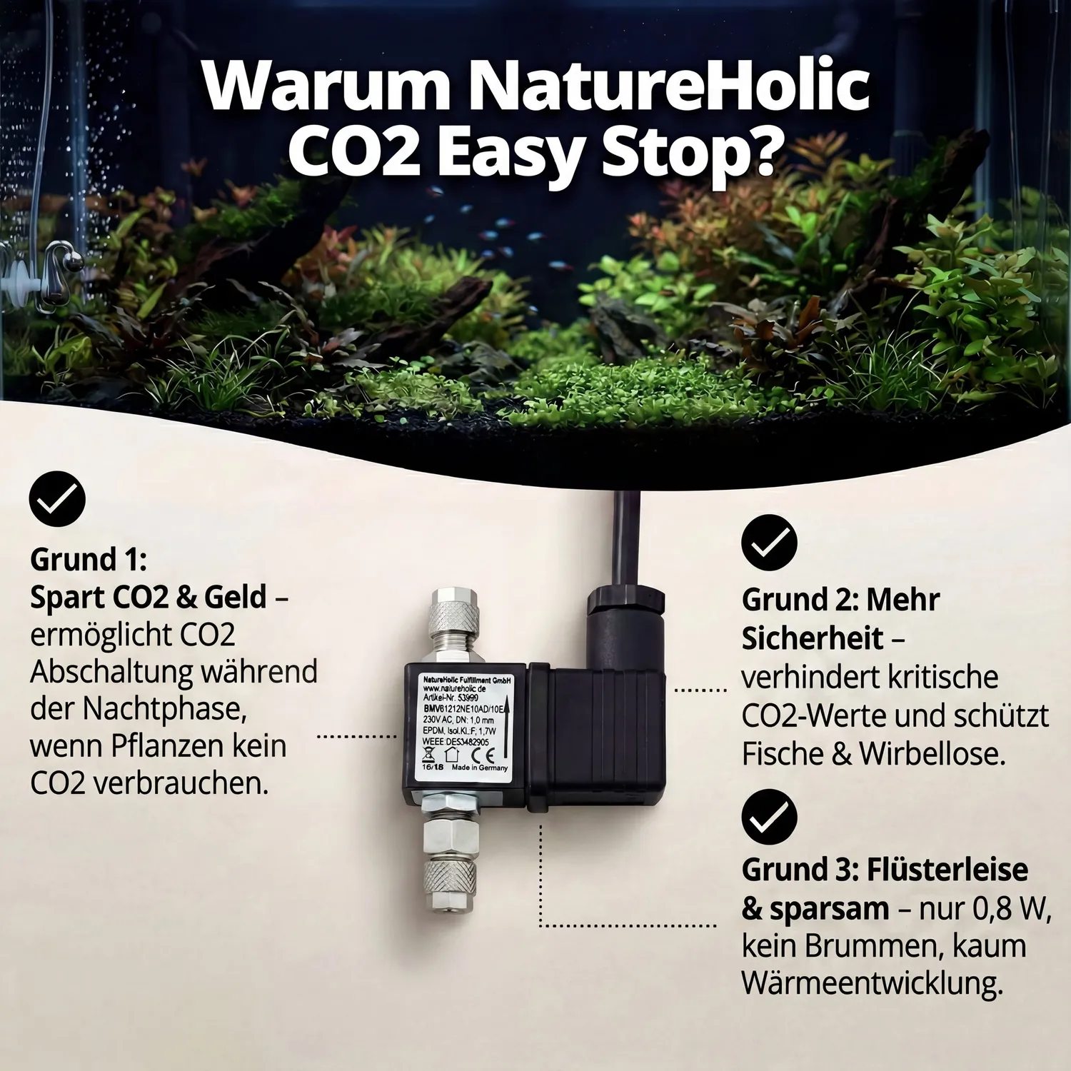 NatureHolic CO2 Easy Stop Magnetventil Nachtabschaltung stromlos