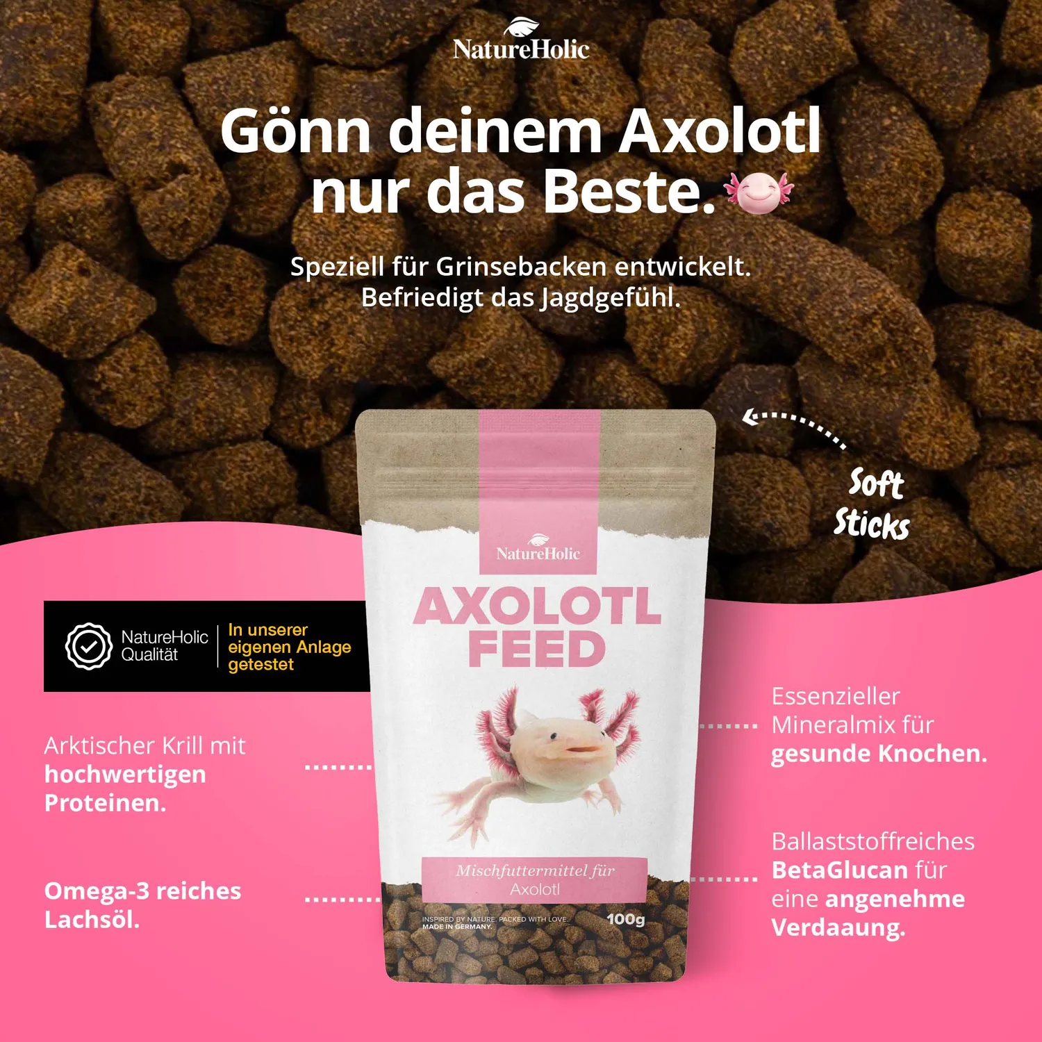 NatureHolic AxolotlFeed Spezialfutter 50g soft