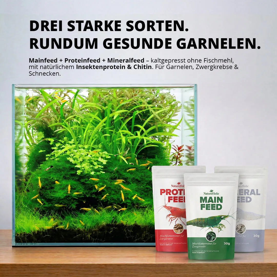NatureHolic Futter Paket Garnelenfutter 3er-Set kaltgepresst stark