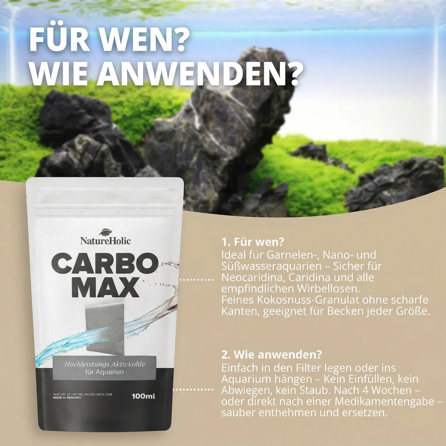NatureHolic Carbo Max Aktivkohle Filterbeutel 100ml Kokos