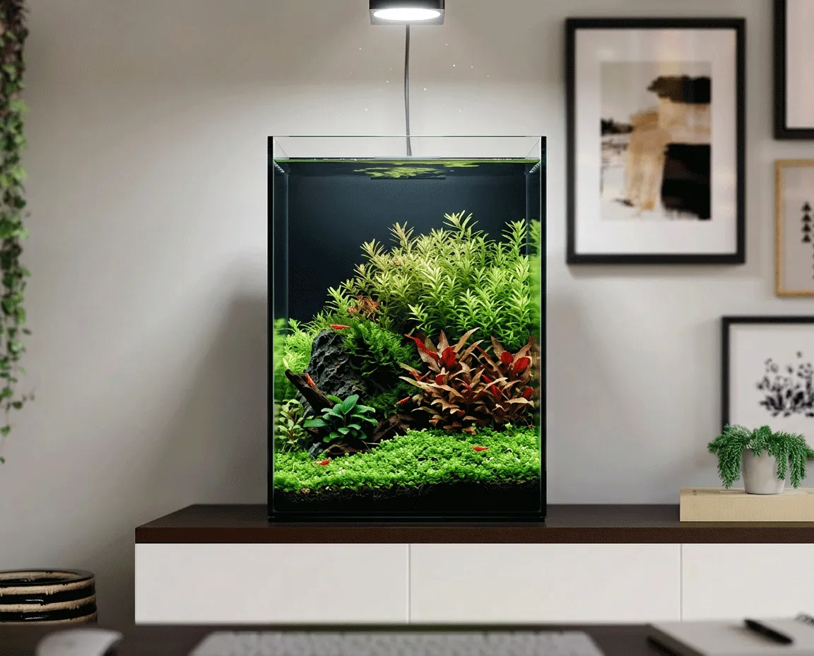 NatureHolic Black Wall 20L Aquarium Nano schwarzes Glas