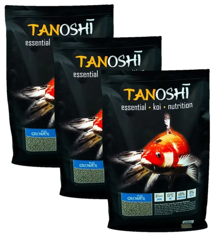 Tanoshi Grower Plus 3mm Koifutter 15 kg mit 48% Protein