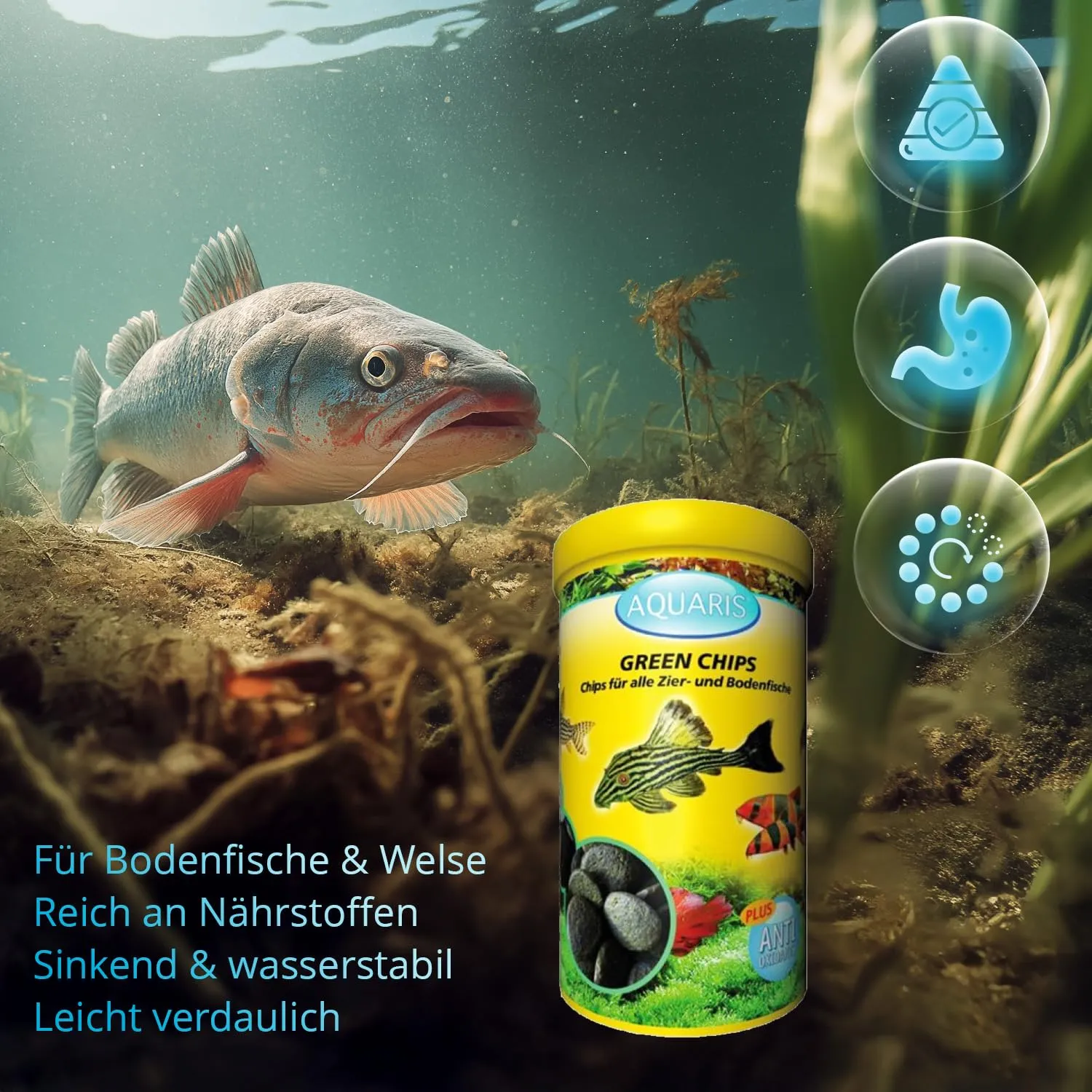 AQUARIS Green Chips Welsfutter 120 g mit Spirulina