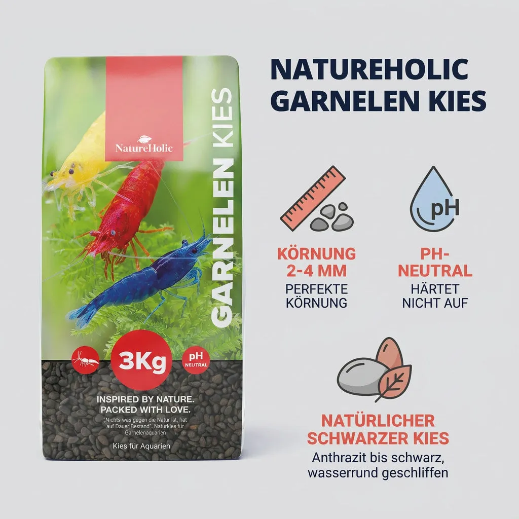 NatureHolic Garnelen Kies Naturkies schwarz 3 kg 2-4 mm