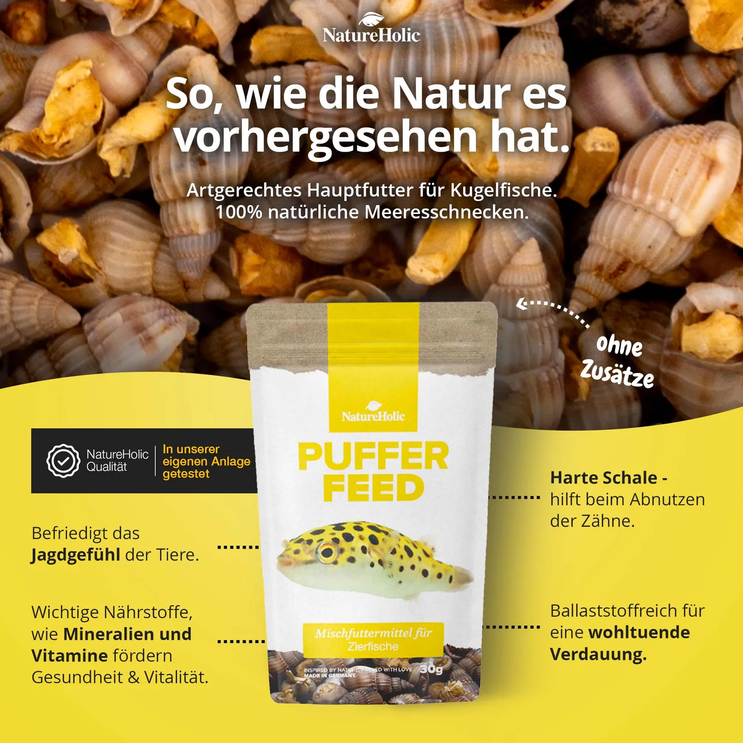 NatureHolic Pufferfeed Kugelfischfutter 30g Schnecken