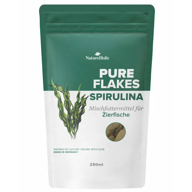 NatureHolic Pure Flakes Fischfutter 250ml Spirulina