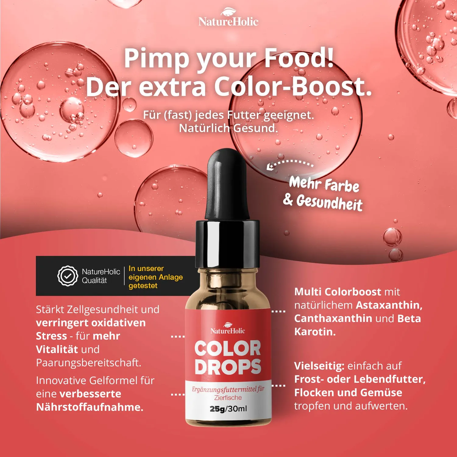 NatureHolic Color Drops Fischfutter-Zusatz 30 ml Carotin