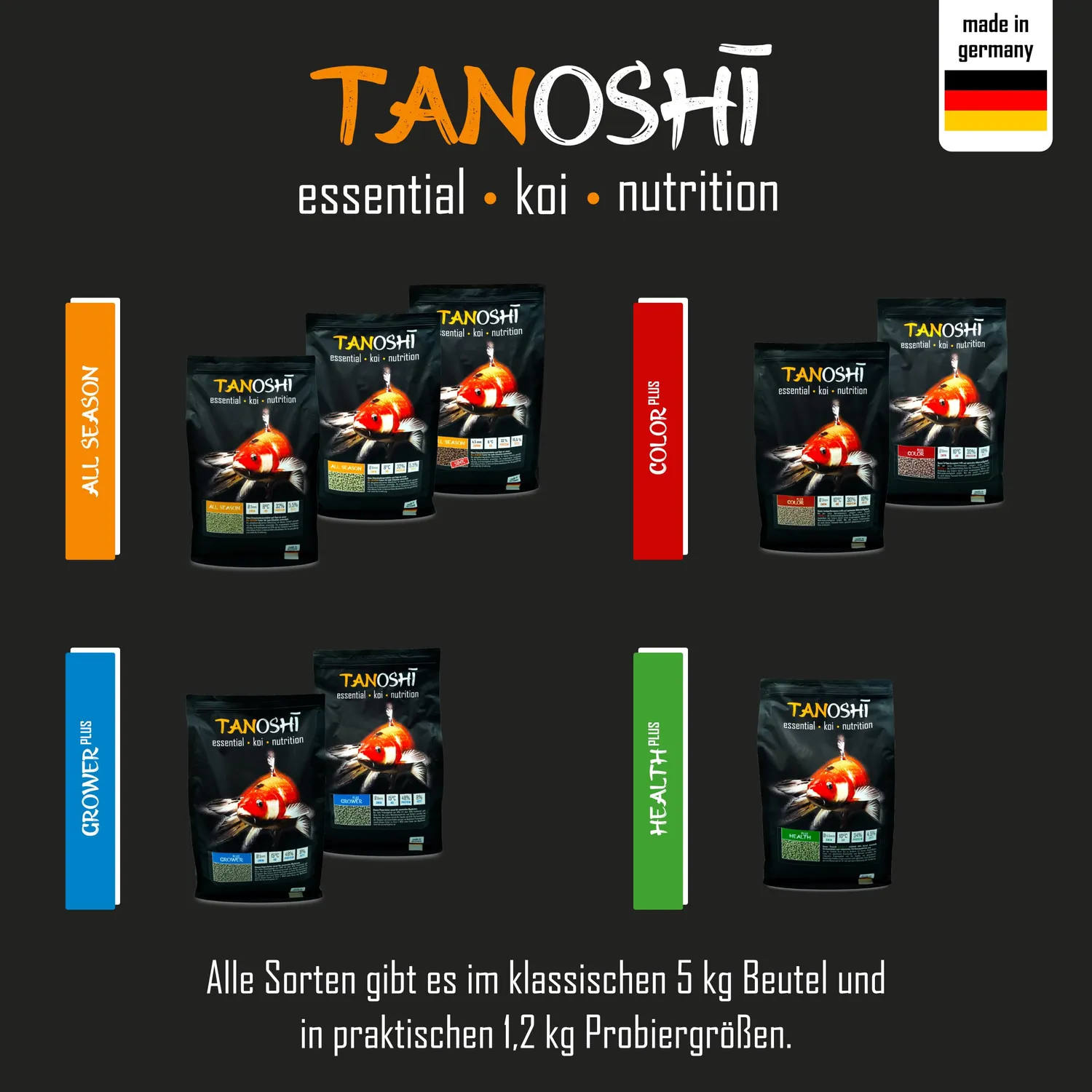 Tanoshi Color Plus Koifutter 5 kg 3 mm Spirulina schwimmend