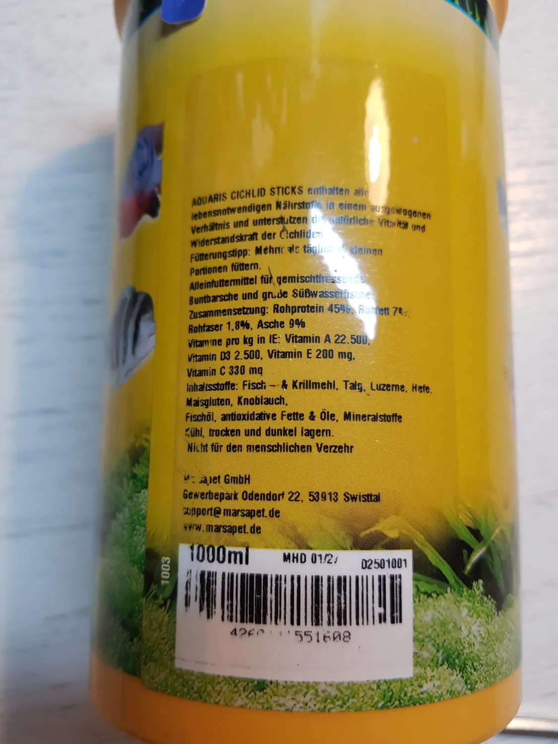 AQUARIS Cichlid Sticks Cichlidenfutter 125 g natürlich