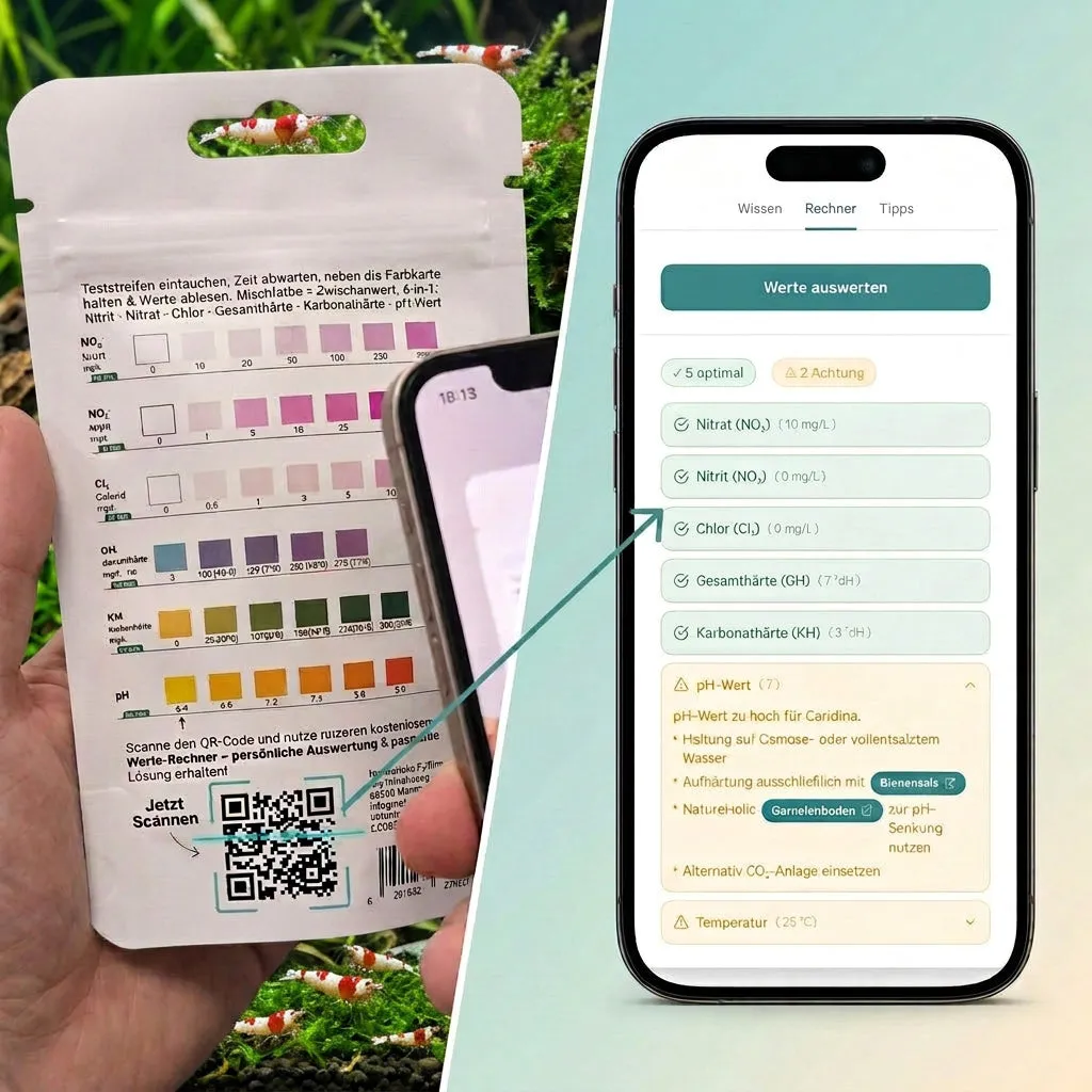 NatureHolic Caridina Test Kit Wassertest Streifen mit App