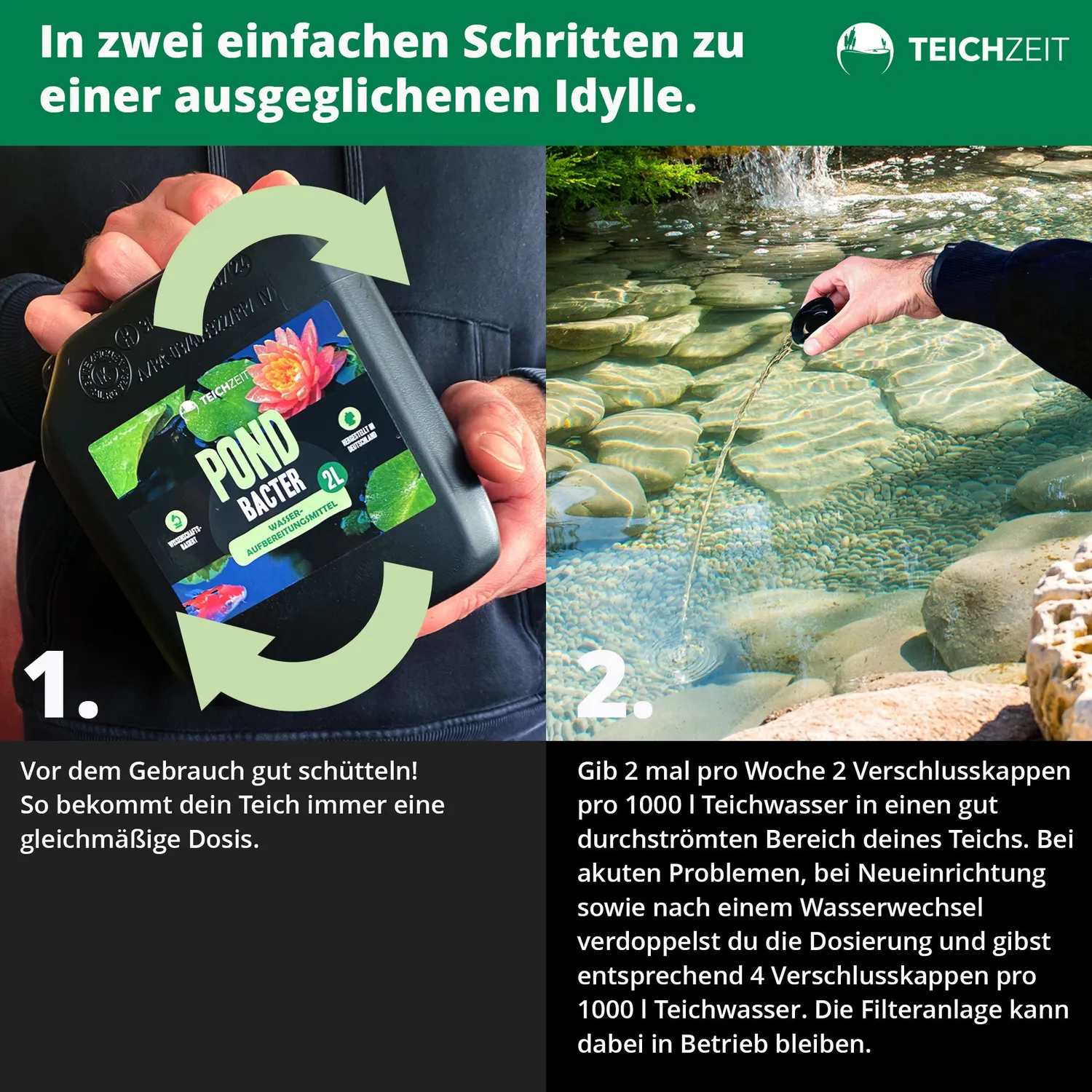 Teichzeit Pond Bacter Teichstarter Bakterien 2 Liter flüssig