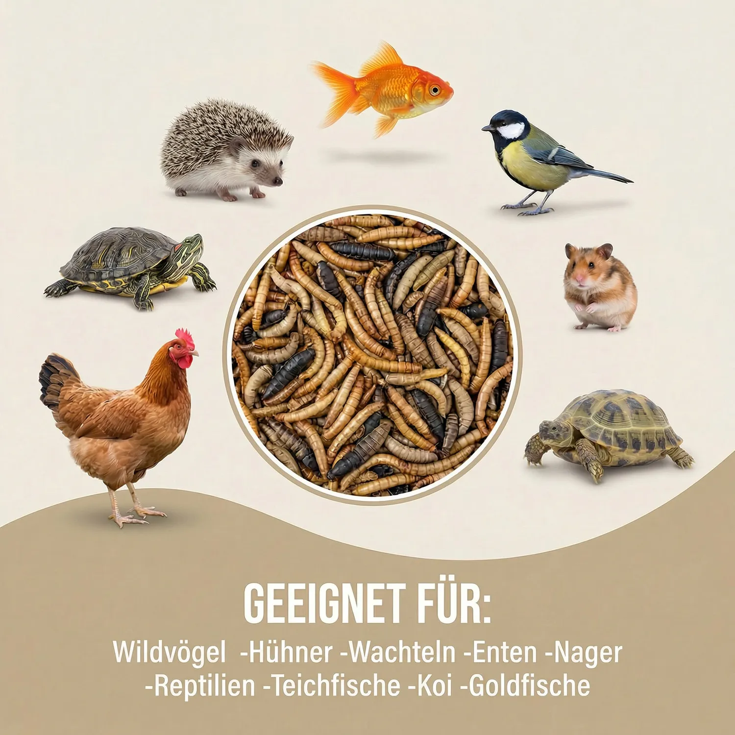 NatureHolic Mehlwürmer Soldatenfliegen Mix Teichfutter 3 Liter proteinreich