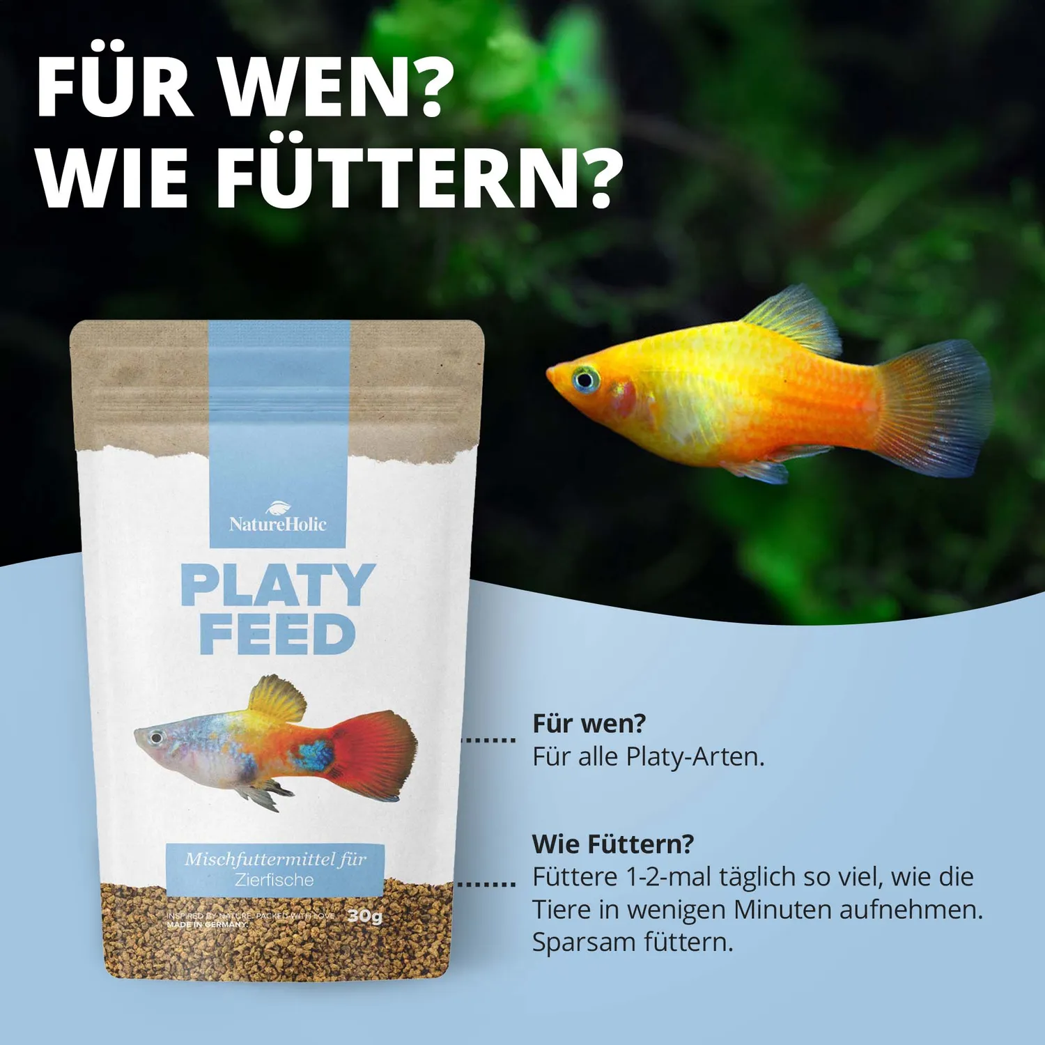NatureHolic PlatyFeed Fischfutter 30 g Granulat ColorBooster