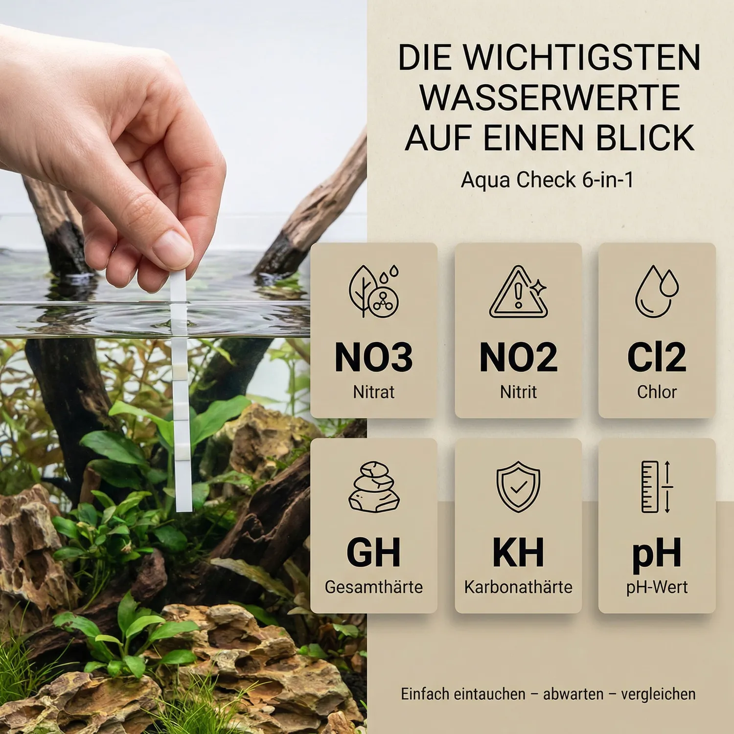 NatureHolic Aqua Check 6-in-1 Wassertest Teststreifen 50 Stück