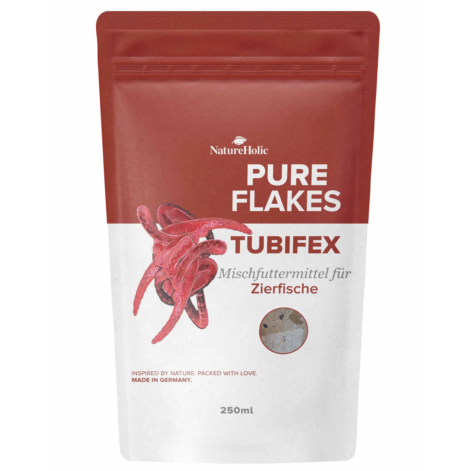 NatureHolic Pure Flakes Tubifex Flockenfutter 250 ml proteinreich