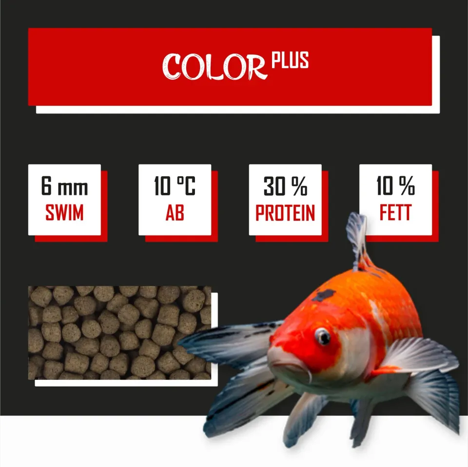 Tanoshi Color Plus 6mm Koifutter 15 kg mit Spirulina
