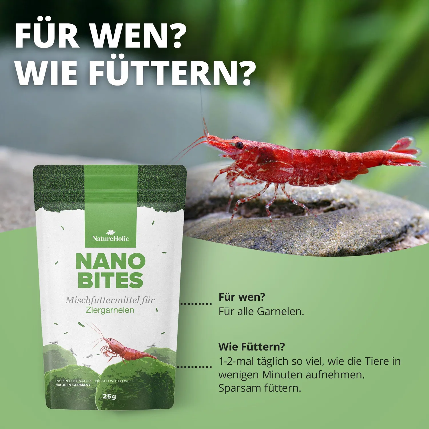 NatureHolic Nano Bites Garnelenfutter 25g sinkende Mikrosticks