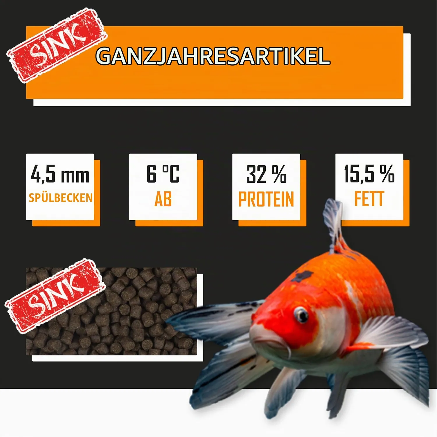 Tanoshi All Season Sink Koifutter 1,2 kg 4,5 mm sinkend
