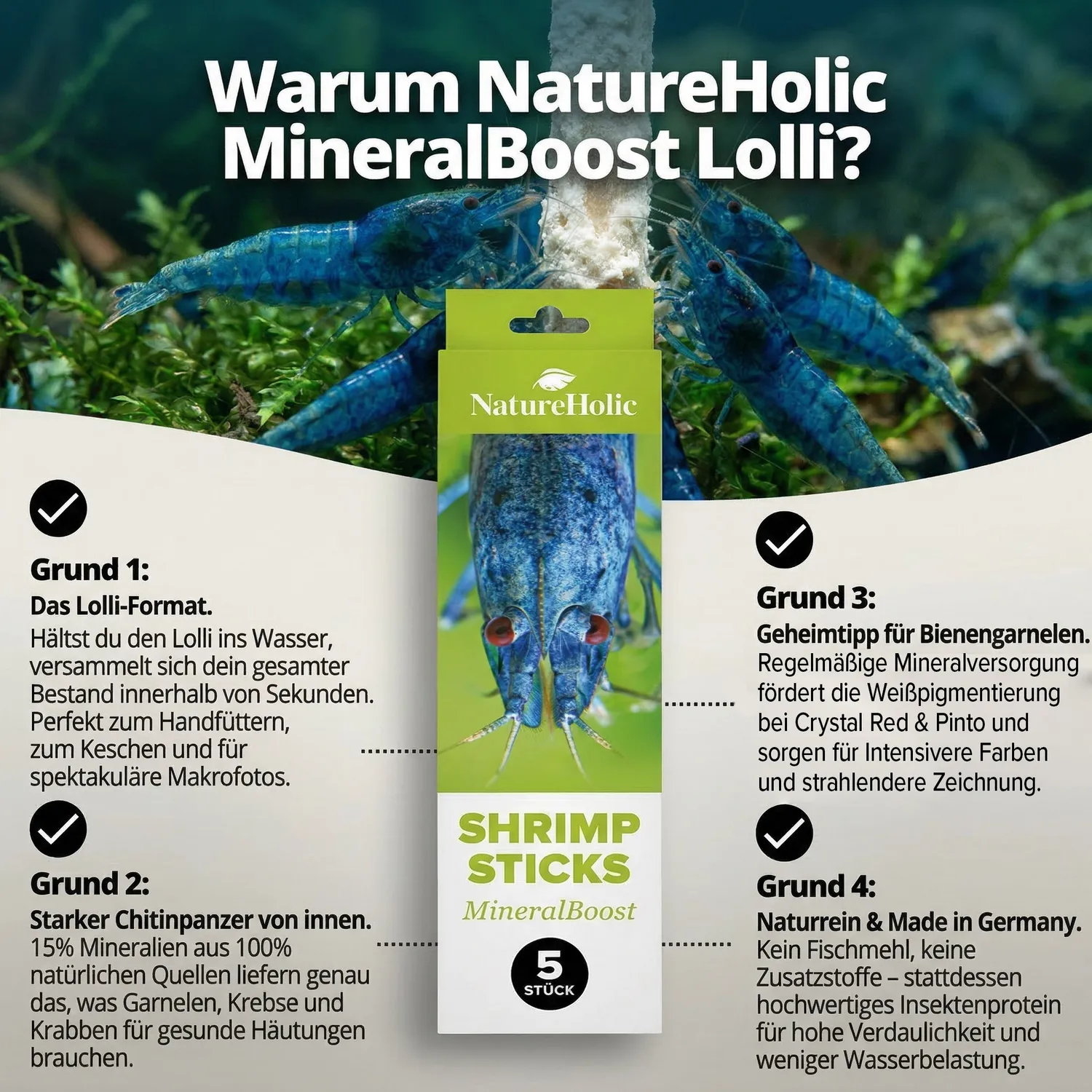 NatureHolic MineralBoost Garnelenlutscher 1 Stück Mineralfutter