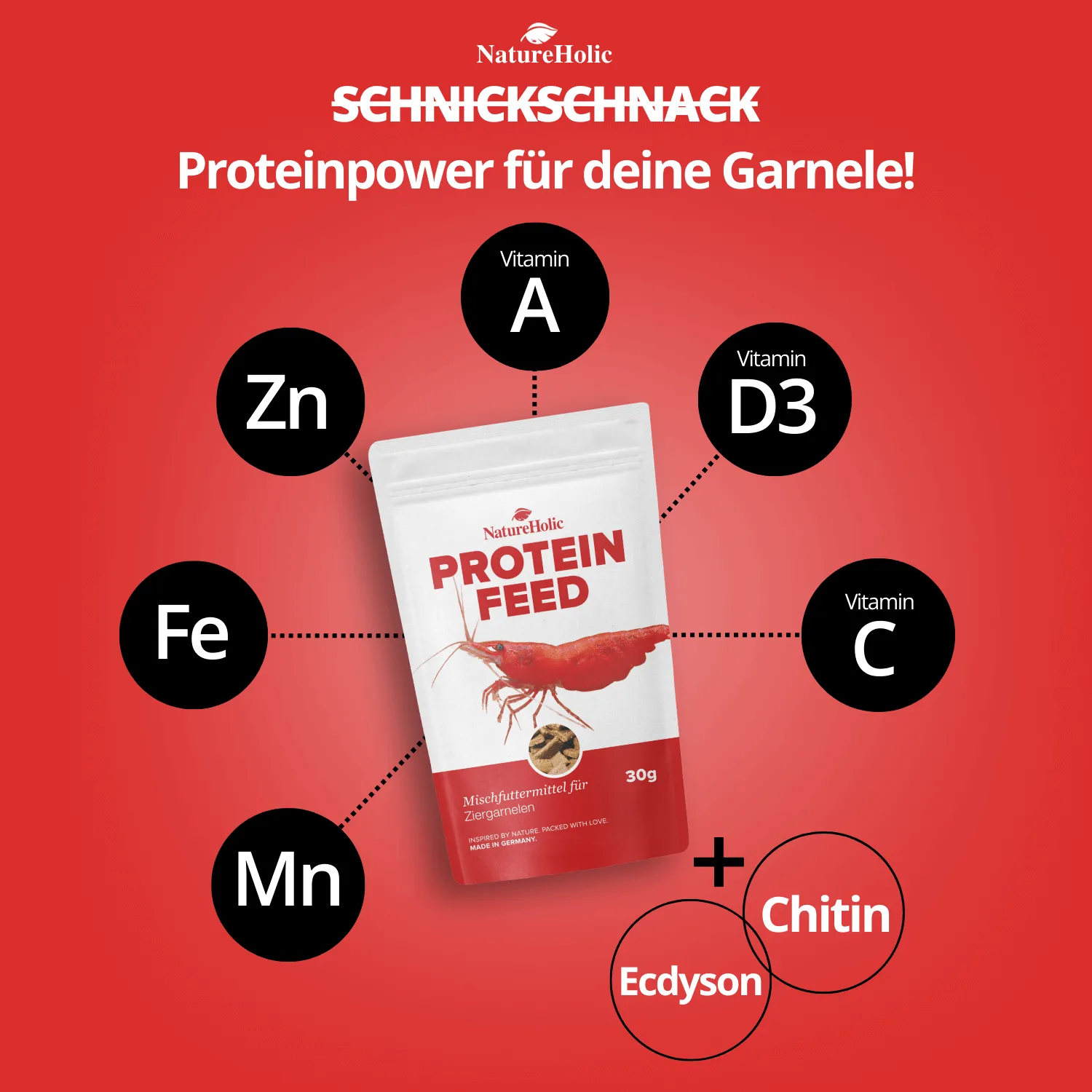 NatureHolic Proteinfeed Garnelenfutter 30 g Proteinfutter