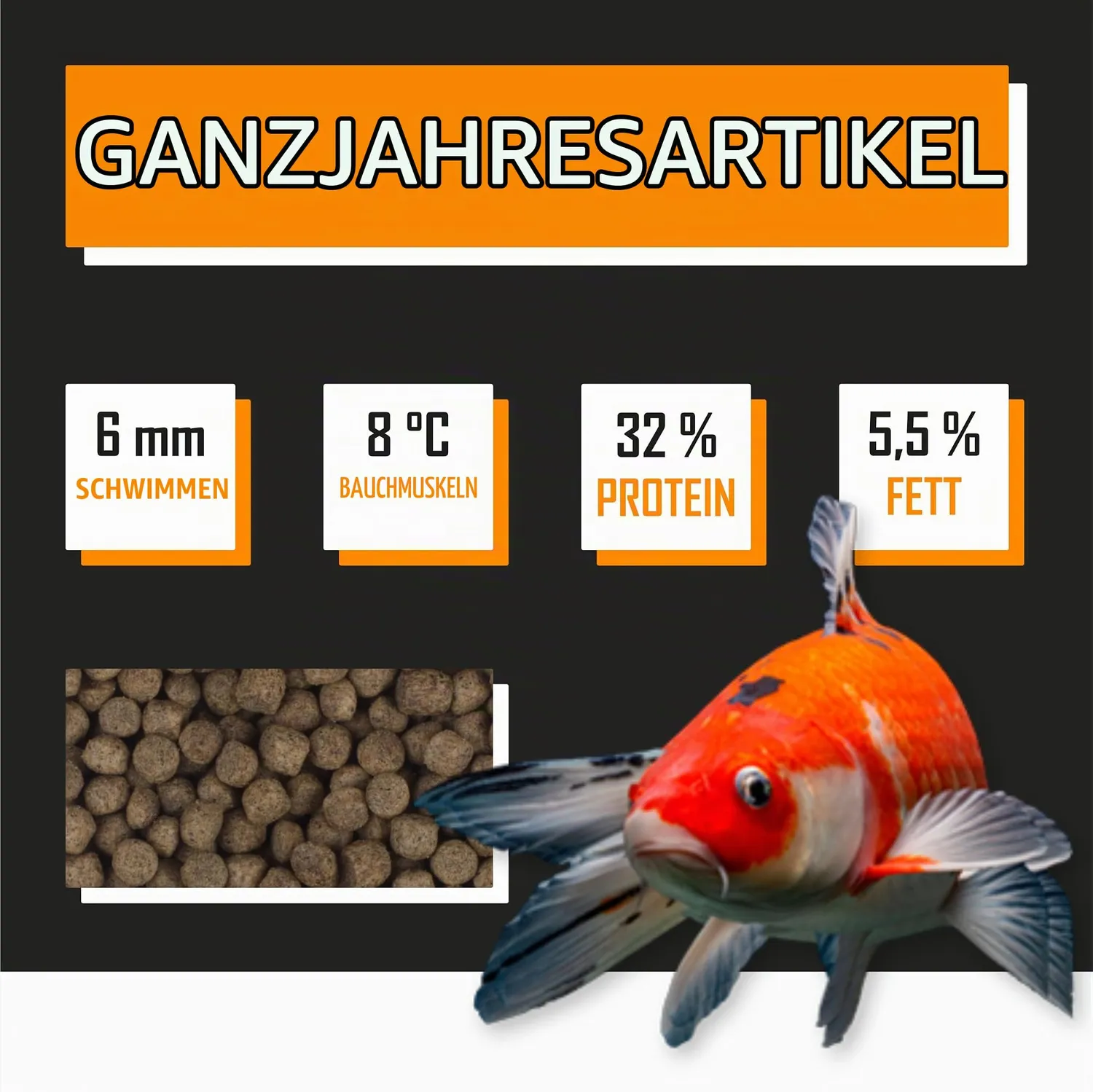 Tanoshi All Season Koifutter 13,5 kg schwimmend 6 mm Lachsöl