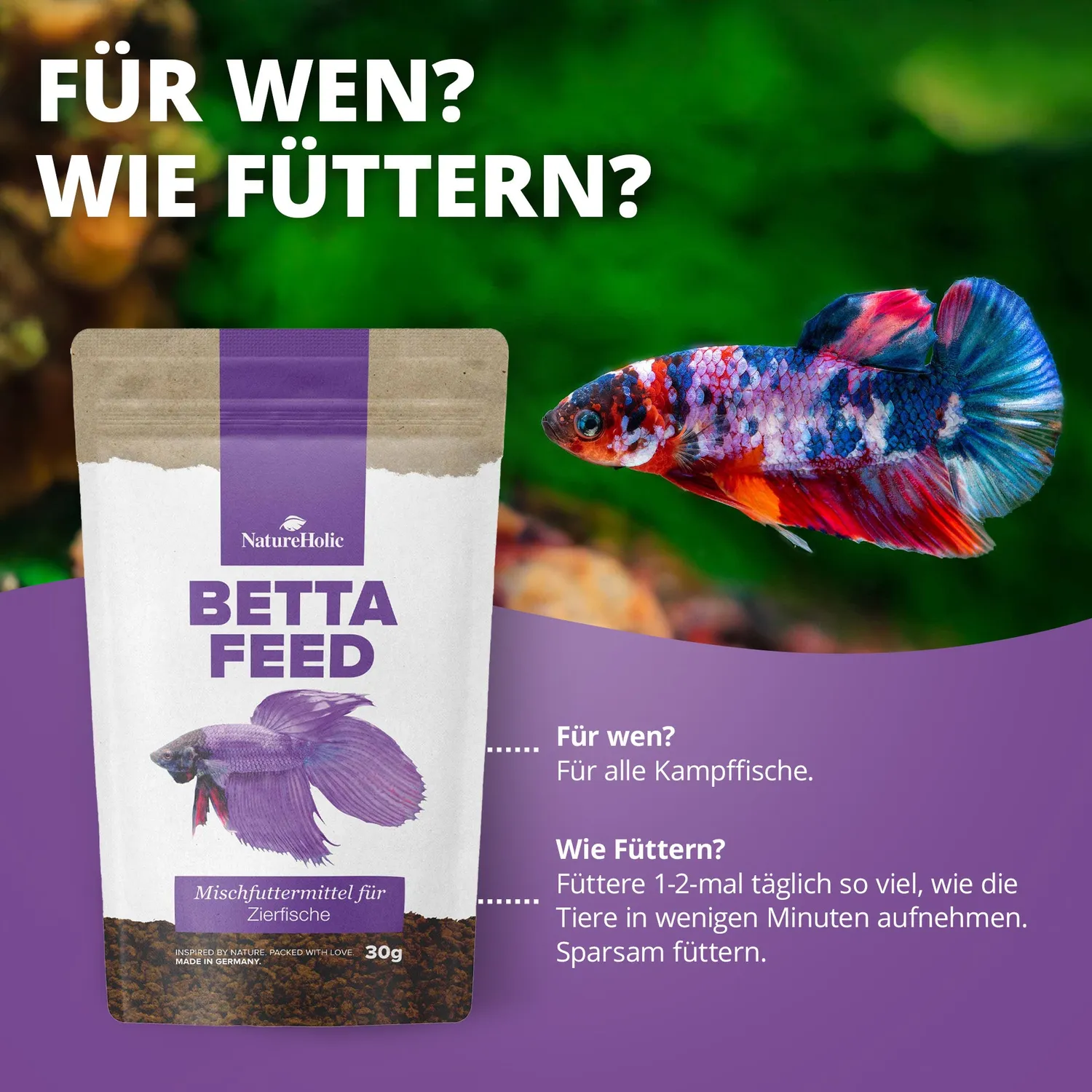 NatureHolic Bettafeed Bettafutter Granulat 30g Kampffisch
