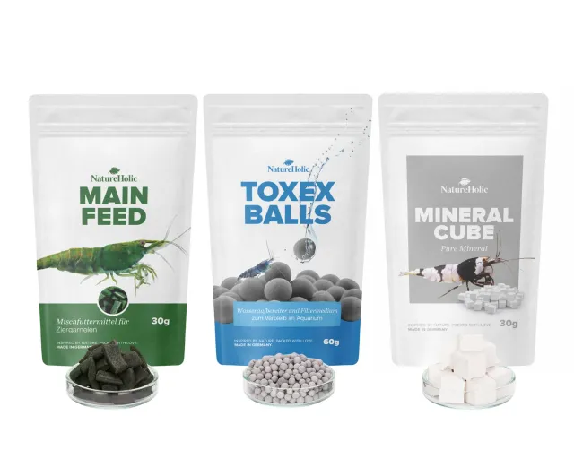 NatureHolic Garnelen Sorglos Paket Garnelenfutter 30g mit Mineral