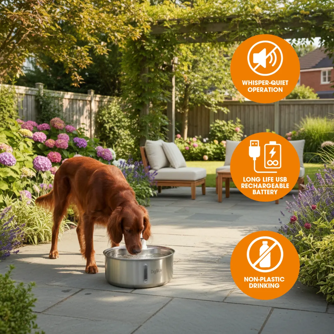 Dog Mate Trinkbrunnen Edelstahl 8 Liter kabellos