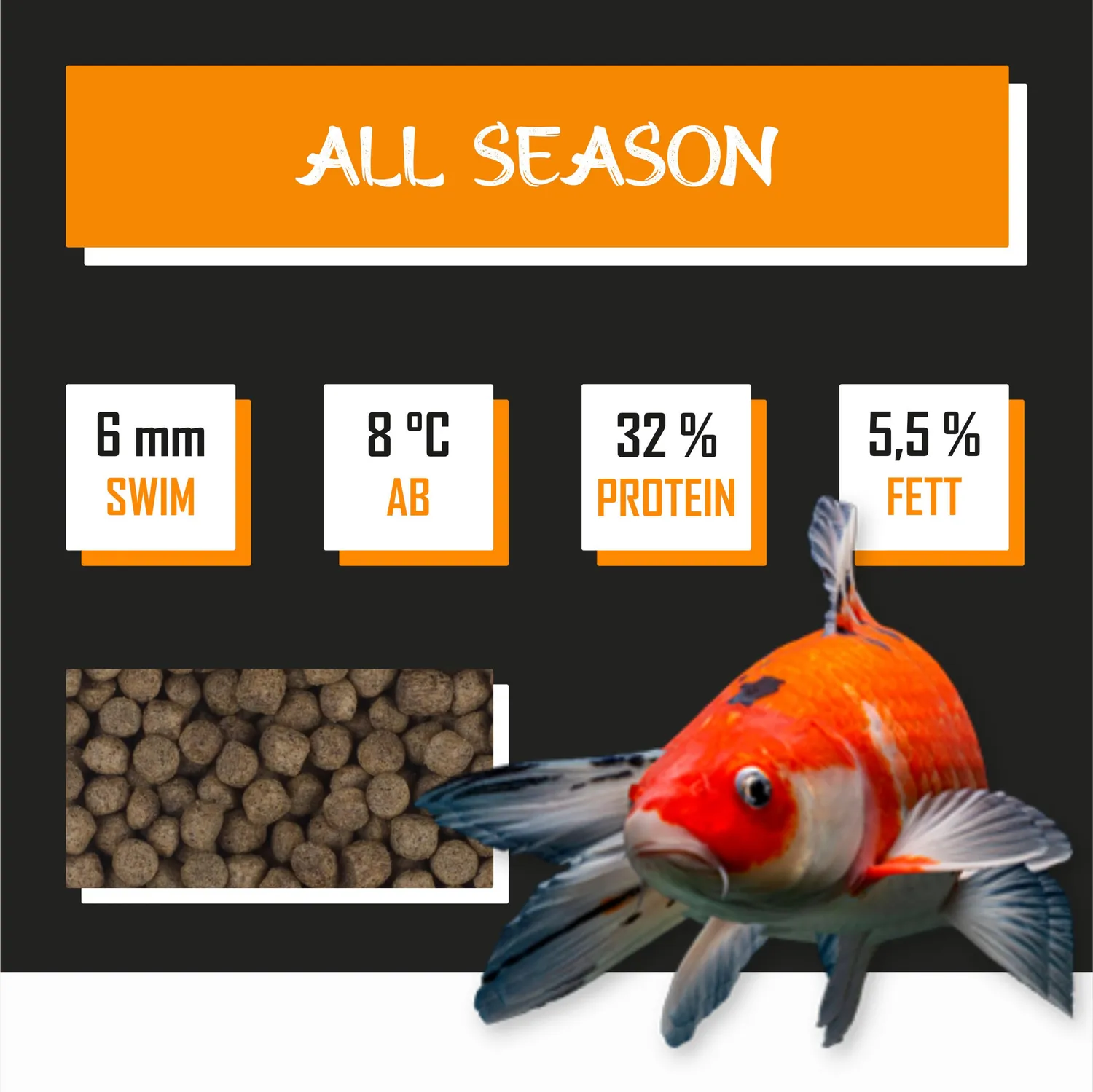 Tanoshi All Season Koifutter 1,2 kg 6 mm schwimmend Lachsöl