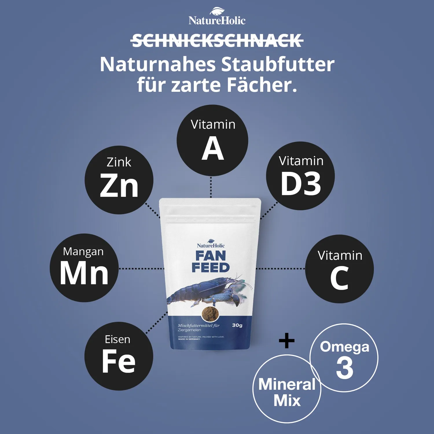 NatureHolic Fächerfeed Fächergarnelenfutter Staubfutter 30 g