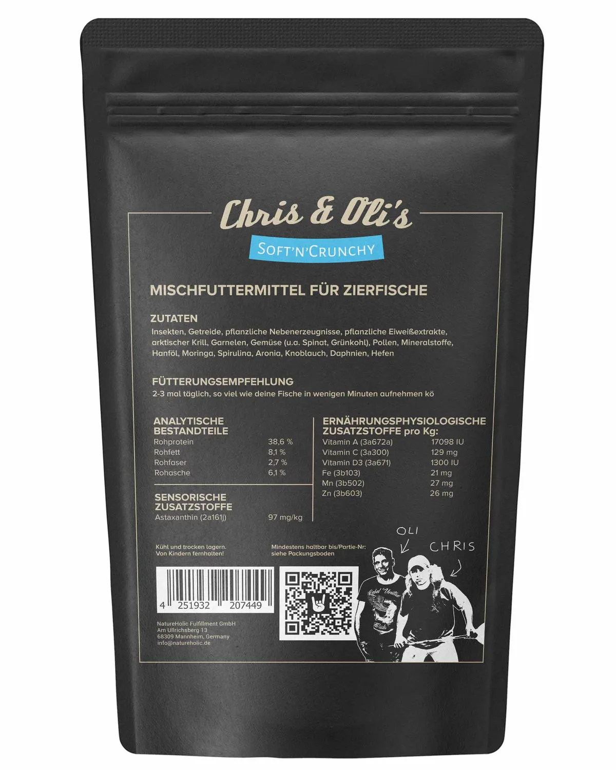 NatureHolic Chris und Olis Soft'n Crunchy Fischfutter 100g
