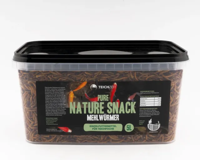 NatureHolic Teichzeit Pure Nature Snacks Mehlwürmer Fischfutter getrocknet
