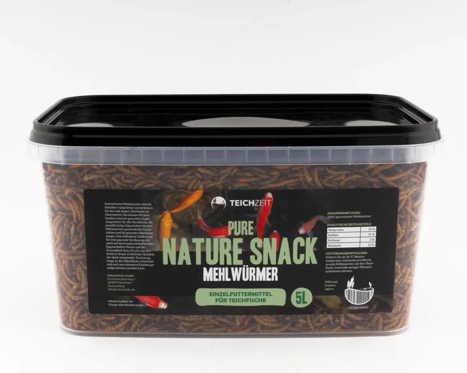 NatureHolic Teichzeit Pure Nature Snacks Mehlwürmer Fischfutter getrocknet