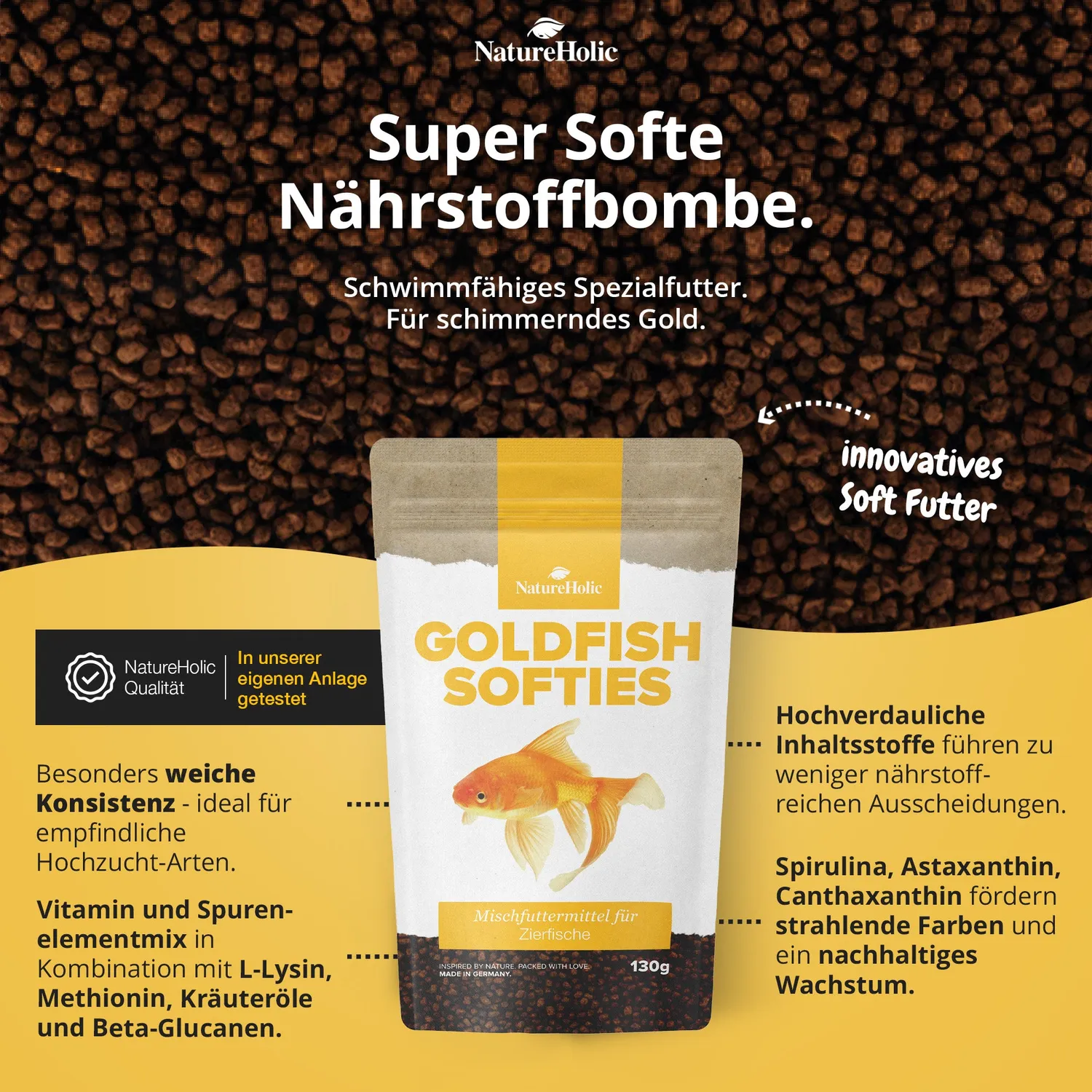 NatureHolic Goldfish Softies Goldfischfutter 130g schwimmend