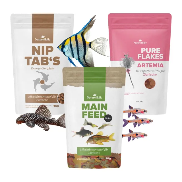 NatureHolic Fisch Alles-drin-Paket Fischfutter 3er Flocken Tabs