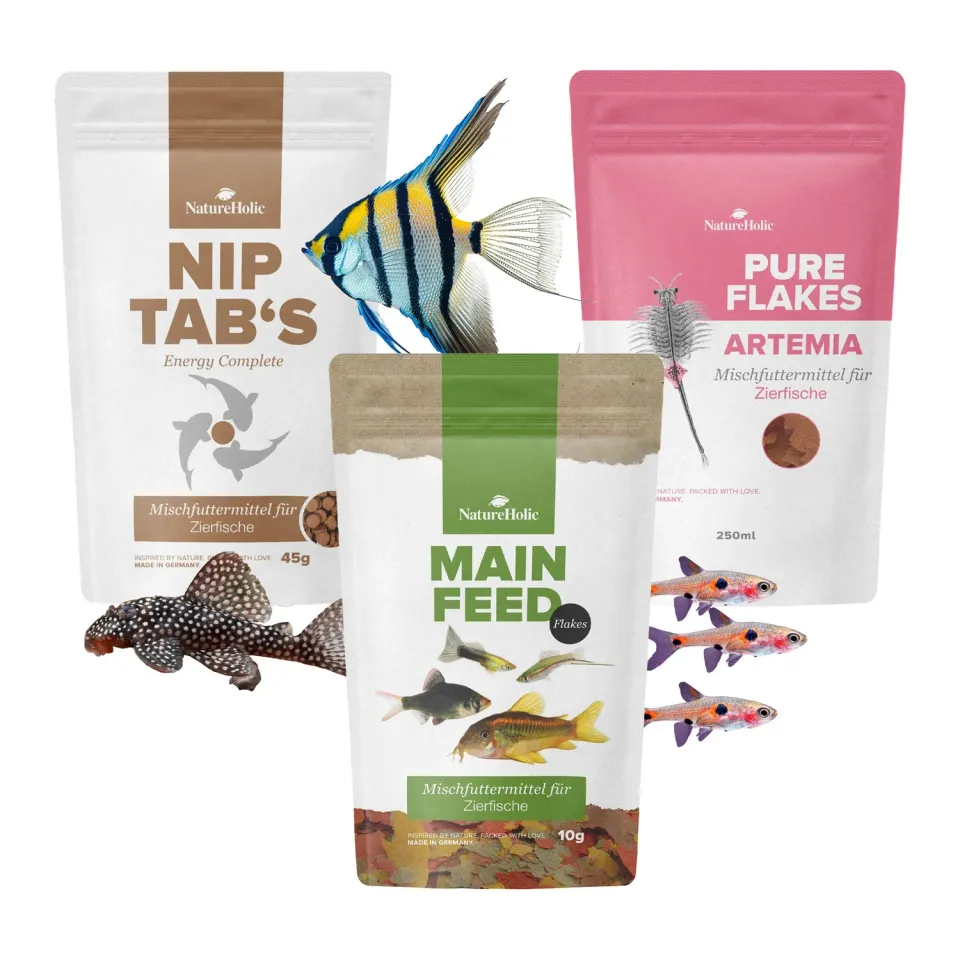 NatureHolic Fisch Alles-drin-Paket Fischfutter 3er Flocken Tabs