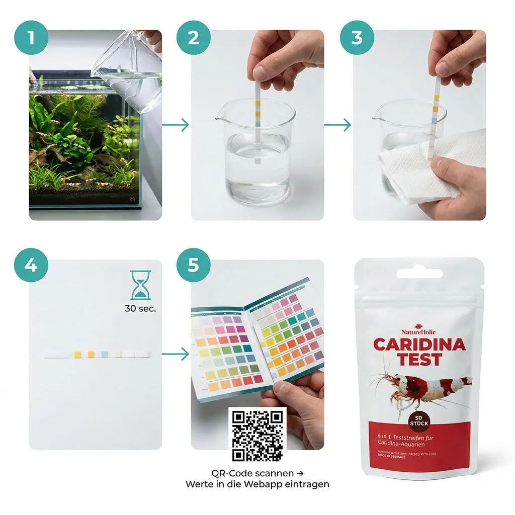 NatureHolic Caridina Test Kit Wassertest Streifen mit App